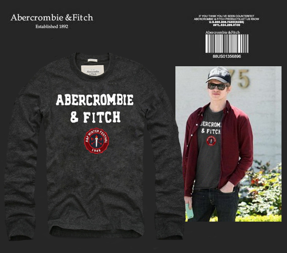Abercrombie Fitch Hombres De Cuello Redondo Con Gente Fotos Largo Remera AF6035